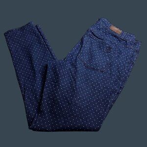 Liz Claiborne Womens Dark Blue Polka Dot Slim Fit Jeans 12 Mid Rise Stretch